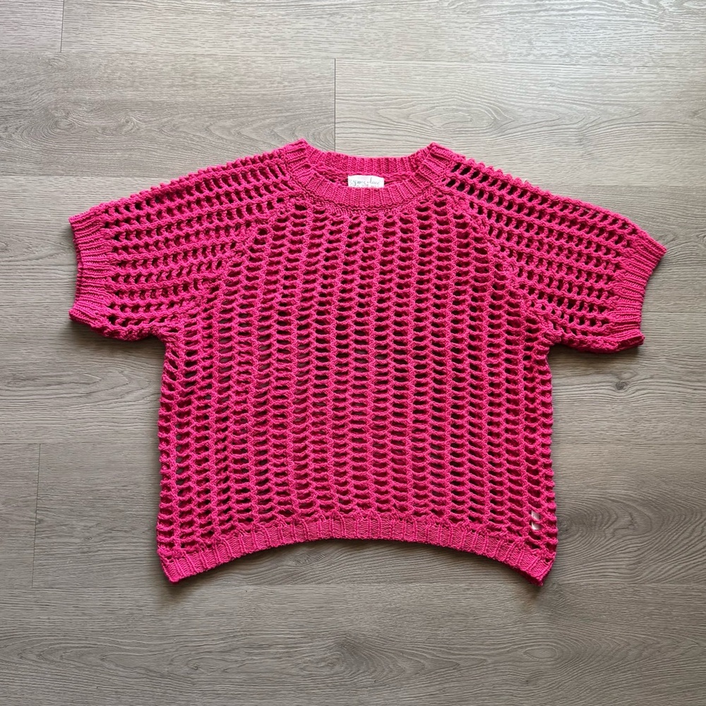 Grace & Lace Open Knit Short Sleeve Pullover - Picture 6 of 6